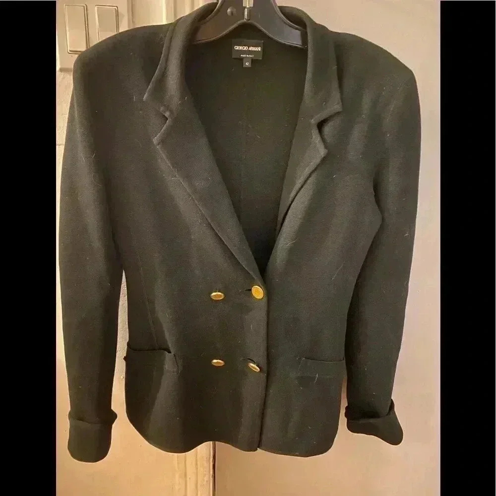 Giorgio Armani wool blend  double‎ breasted blazer with monogram buttons